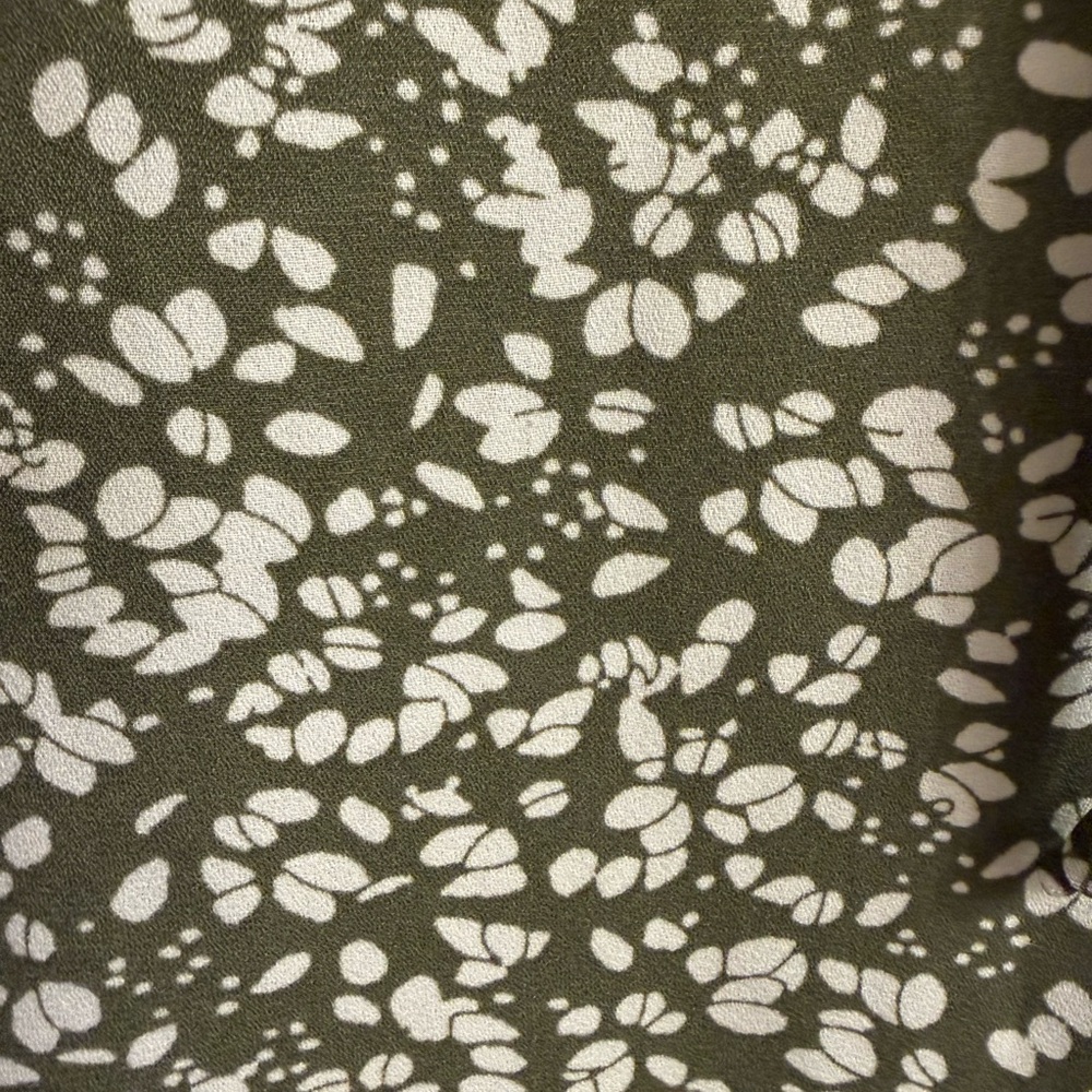 LOFT Outlet Olive Floral Slim Tie Neck Sleeveless Blouse XS - Picture 6 of 8